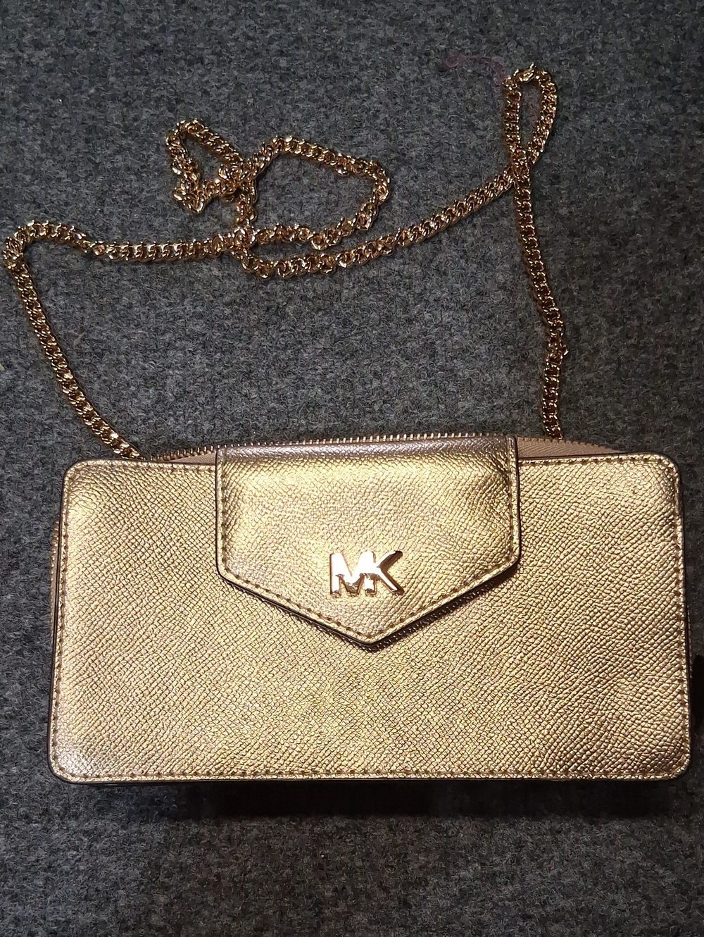Michael Kors Metallic Gold Chain Crossbody Wallet